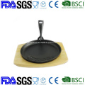 Preseasoned Cast Iron Fajita Sizzle Fajita Set with Wooden Base China Factory